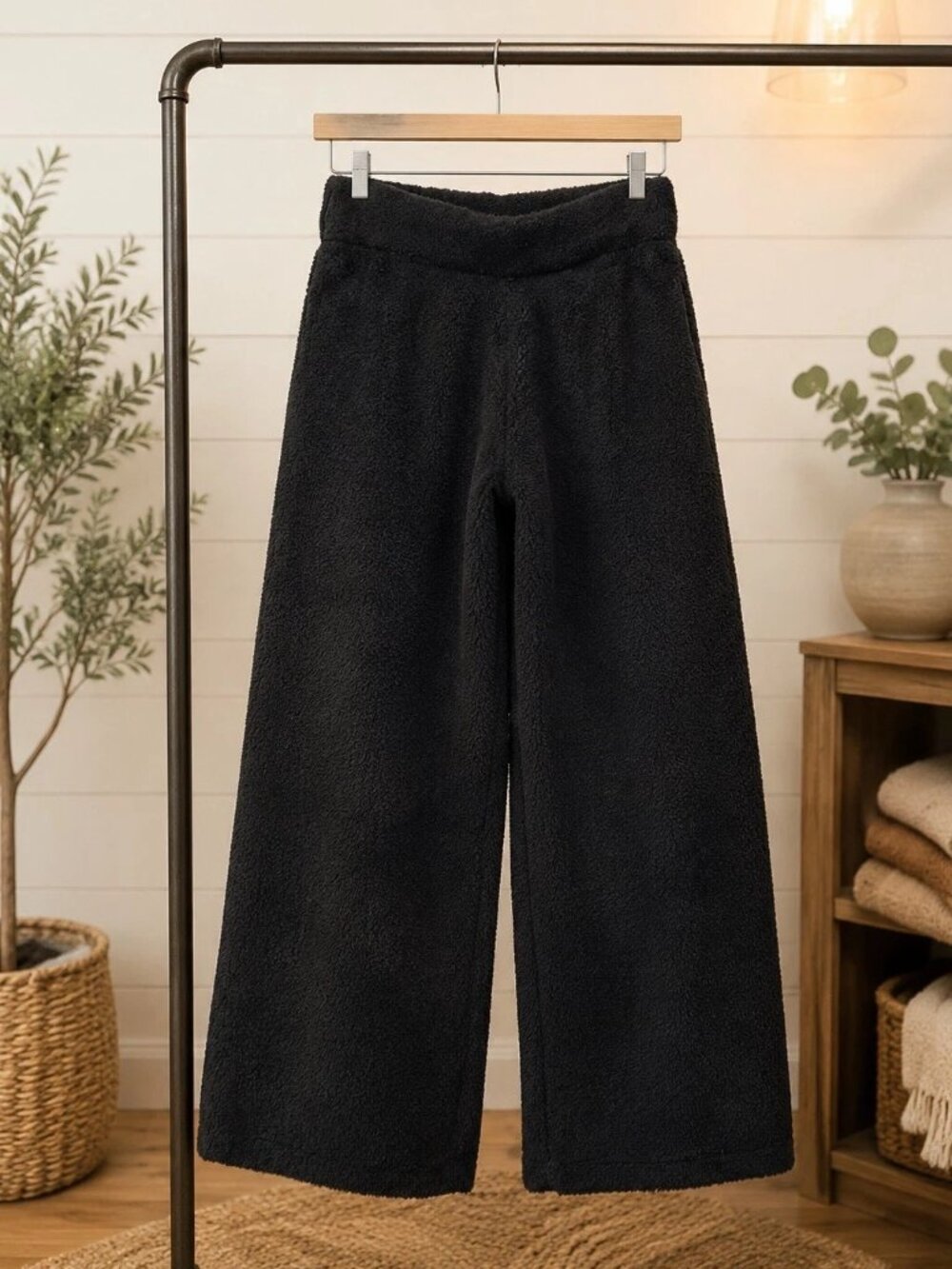 Stars Above Women’s Black Cozy Wide Leg Lounge Pants